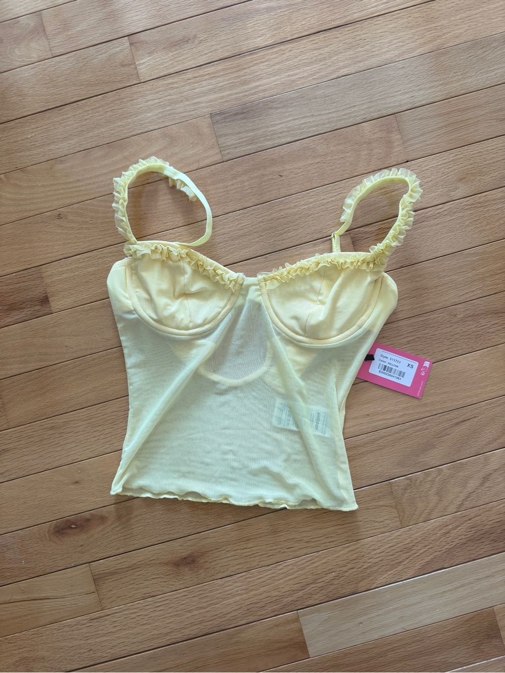 Edikted Yellow Ruffled Bustier Tank Top